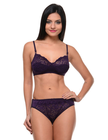 Bodycare Bridal Purple color Bra & Panty Set in Nylon Elastane-6405DPU