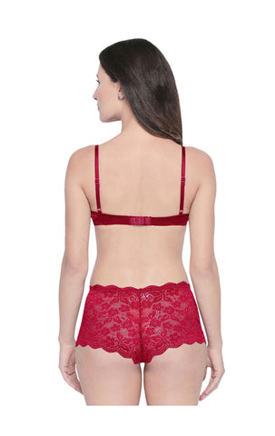 BODYCARE Bridal Maroon Bra & Panty Lingerie Set - 6406MH