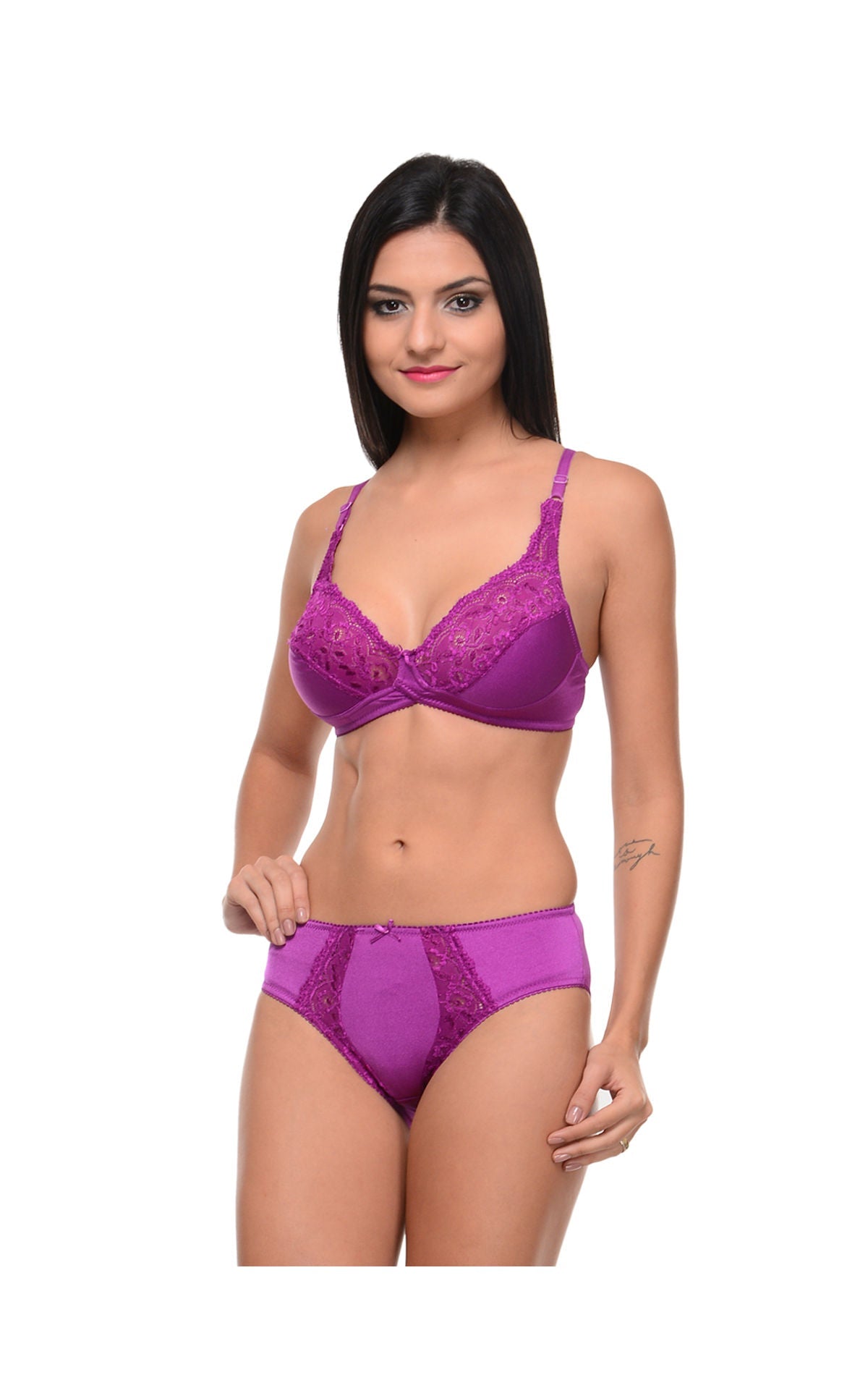 Bodycare Bridal Purple color Bra & Panty Set in Nylon Elastane-6407PU