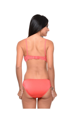 Bodycare Bridal Coral color Bra & Panty Set in Nylon Elastane-6408CO