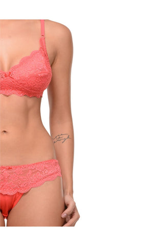 Bodycare Bridal Coral color Bra & Panty Set in Nylon Elastane-6408CO