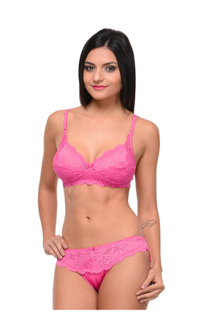 Bodycare Bridal Dark Pink color Bra & Panty Set in Nylon Elastane-6408DPI