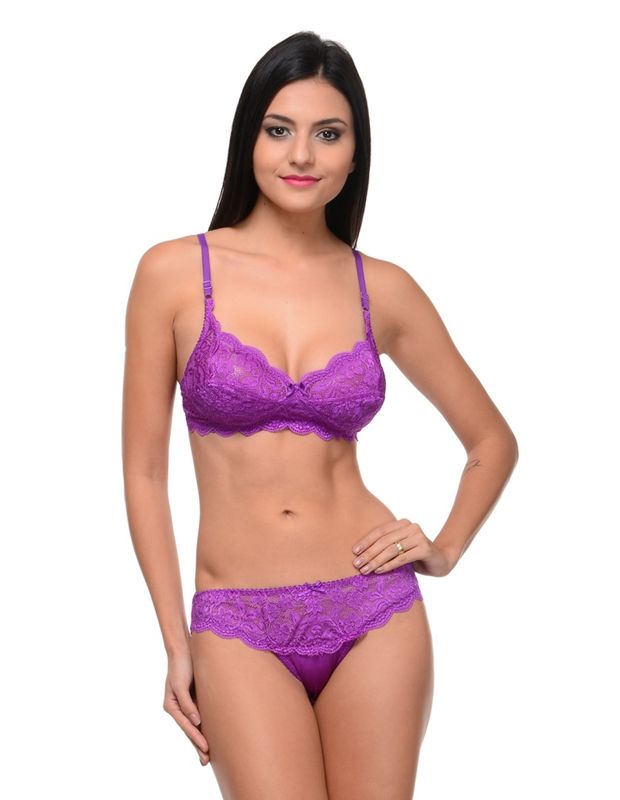 Bodycare Bridal Purple color Bra & Panty Set in Nylon Elastane-6408DPU