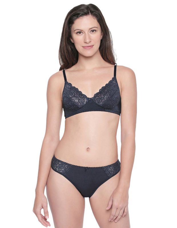 BODYCARE Bridal Charcoal Bra & Panty Lingerie Set - 6410CHK