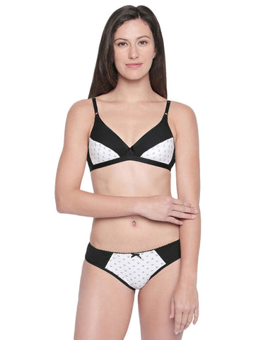 BODYCARE Bridal Bra & Panty Printed Lingerie Set in Black & White Colour - 6411PRT-3