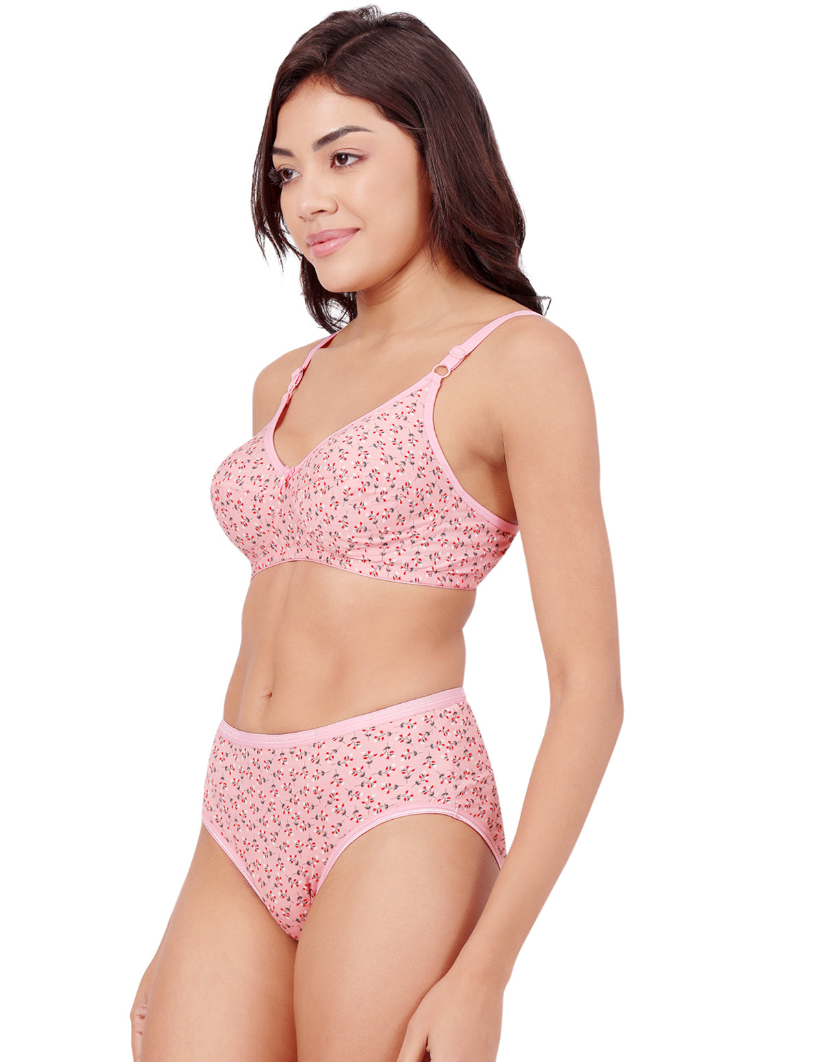 Bodycare Women's Assorted Prints Combed Cotton Bra & Panty Set – PINK (6450A)