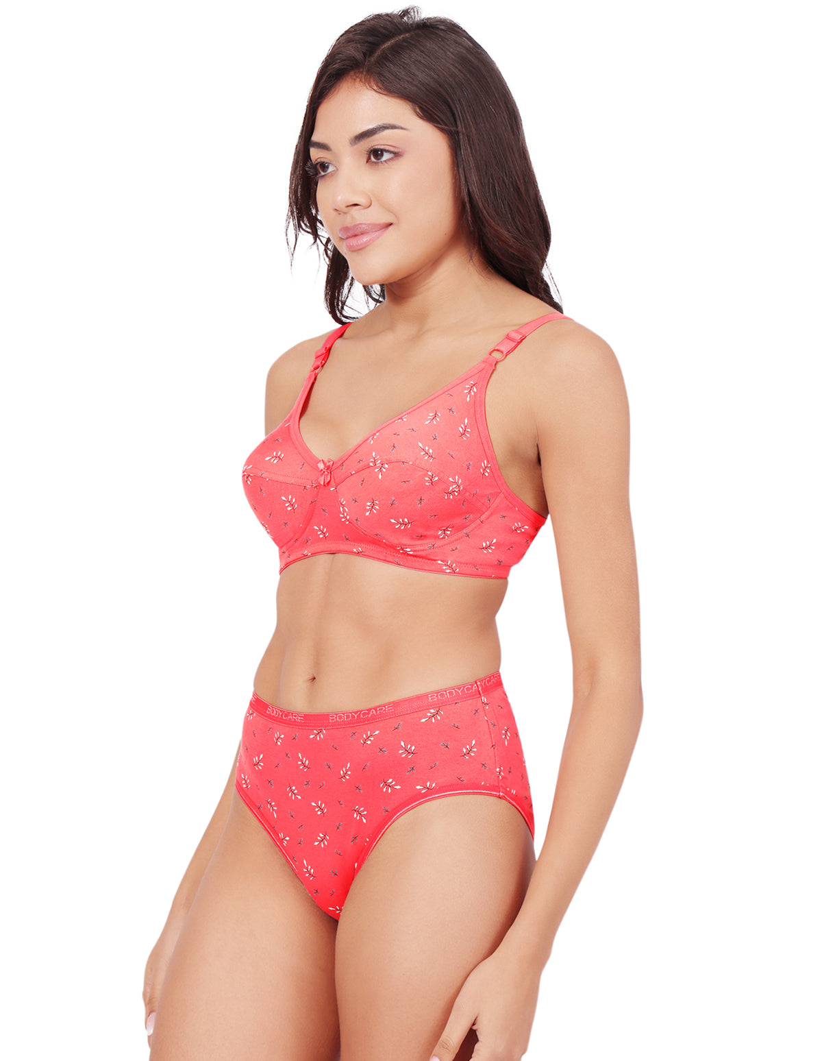 Bodycare Women's Assorted Prints Combed Cotton Bra & Panty Set – PInk (6450C)