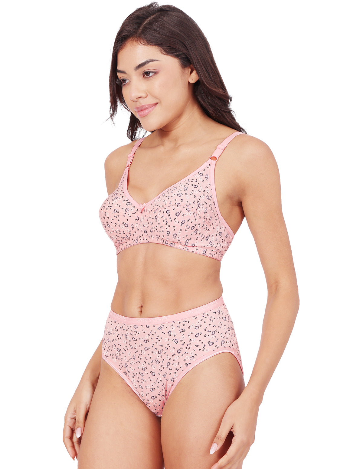 Bodycare Women's Assorted Prints Combed Cotton Bra & Panty Set – PINK (6450E)