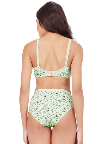 Bodycare Women's Assorted Prints Combed Cotton Bra & Panty Set – Green (6450F)