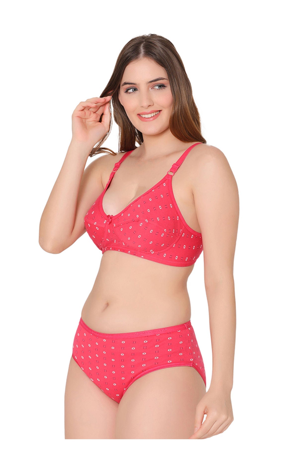 Bodycare women combed cotton printed rani bra & panty set-6455RA