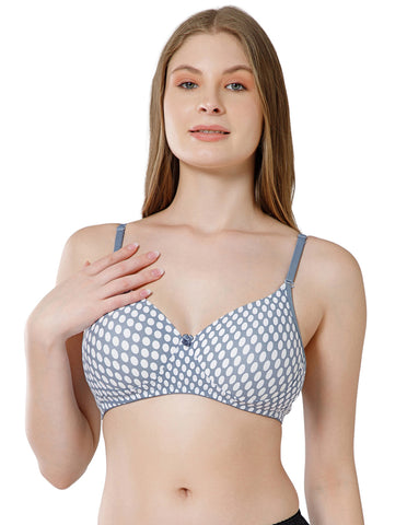 Soft Cotton Seamless Padded Wirefree Full Coverage Bra for All-Day Comfort - Grey (#6500GRY)