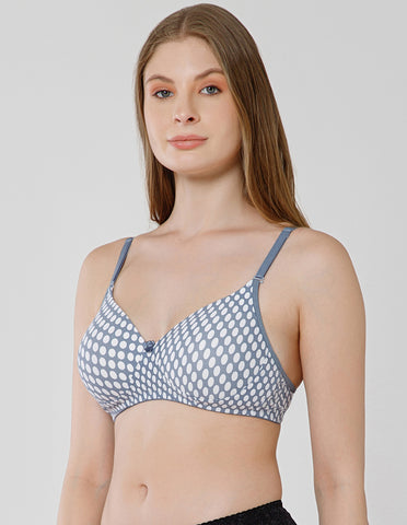 Soft Cotton Seamless Padded Wirefree Full Coverage Bra for All-Day Comfort - Grey (#6500GRY)