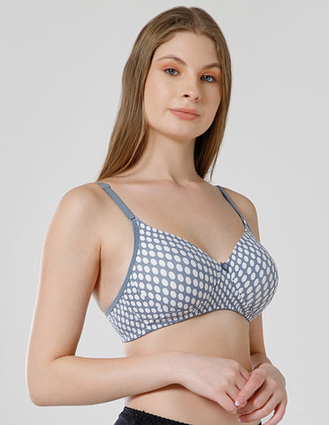 Soft Cotton Seamless Padded Wirefree Full Coverage Bra for All-Day Comfort - Grey (#6500GRY)