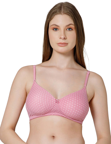 Soft Cotton Seamless Padded Wirefree Full Coverage Bra for All-Day Comfort - Pink (#6500PNK)