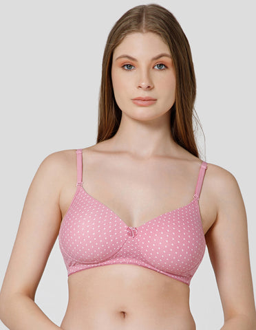 Soft Cotton Seamless Padded Wirefree Full Coverage Bra for All-Day Comfort - Pink (#6500PNK)