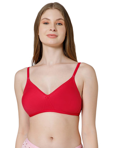 Basic Comfort Cotton-Spandex Wirefree Full Coverage Bra with Removable Straps- Rani (#6532RANI)