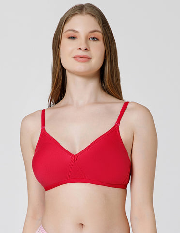Basic Comfort Cotton-Spandex Wirefree Full Coverage Bra with Removable Straps- Rani (#6532RANI)