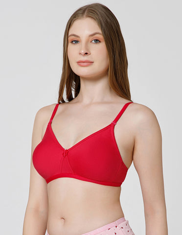 Basic Comfort Cotton-Spandex Wirefree Full Coverage Bra with Removable Straps- Rani (#6532RANI)