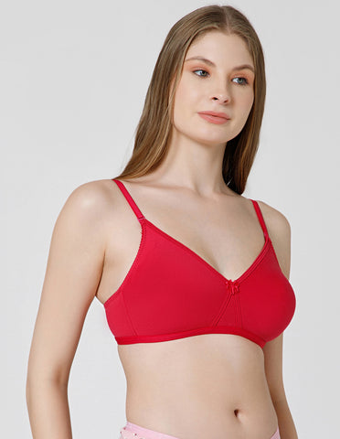 Basic Comfort Cotton-Spandex Wirefree Full Coverage Bra with Removable Straps- Rani (#6532RANI)