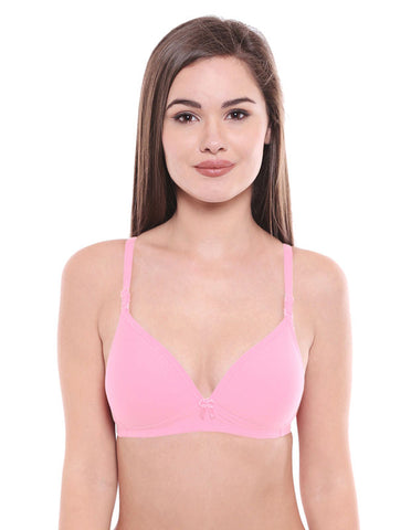 Lightly Padded Bra-6552PINK with free transparent strap