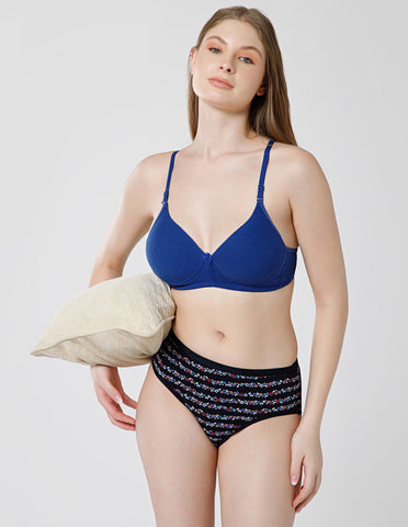 Bodycare Royal Blue Full Coverage, Seamless Padded Bra - (#6566R.BLU)