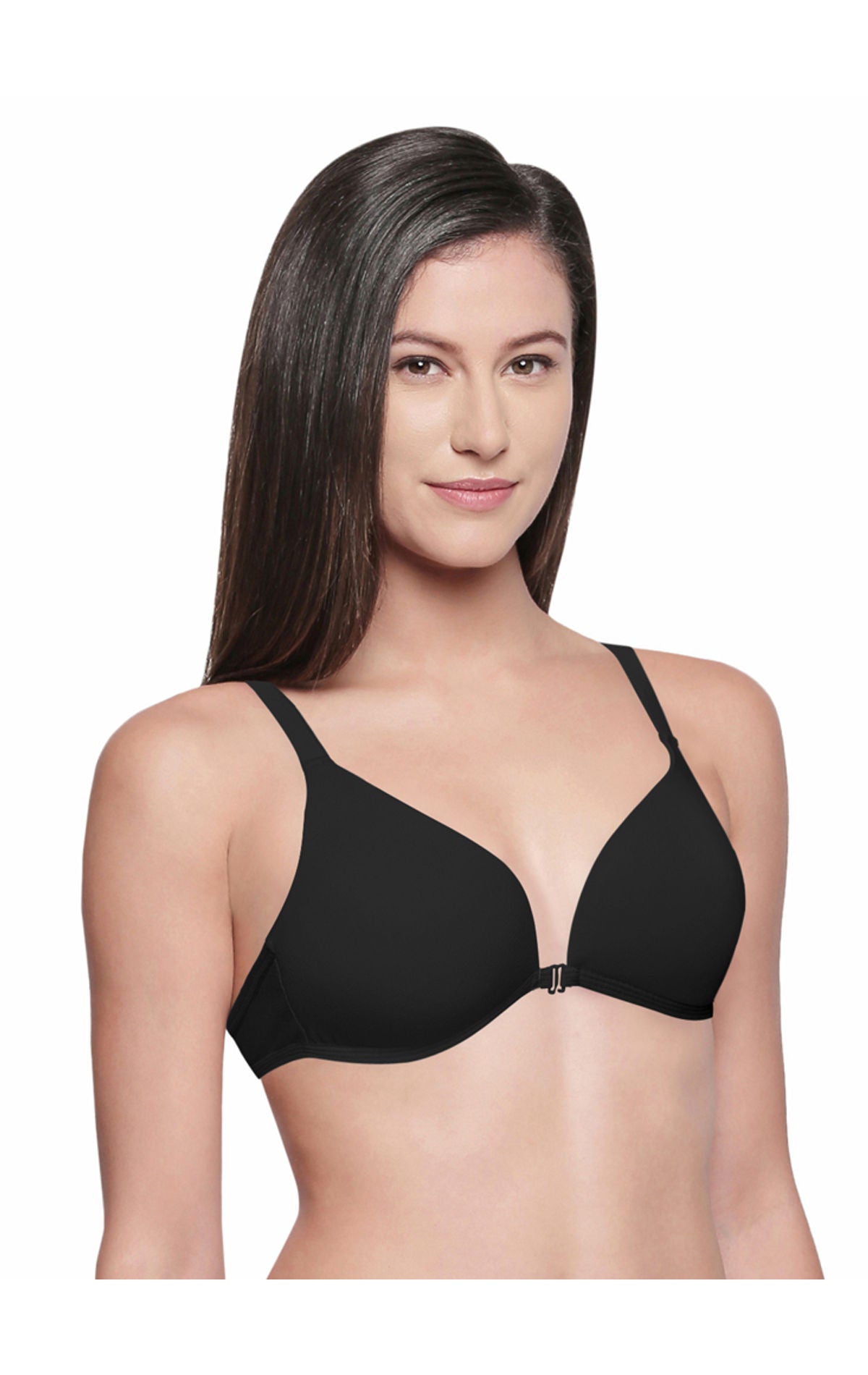 Bodycare Low Coverage, Front open, Seamless Padded Bra-6571-Black