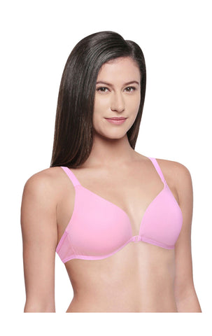 Bodycare Low Coverage, Front open, Seamless Padded Bra-6571-Pink