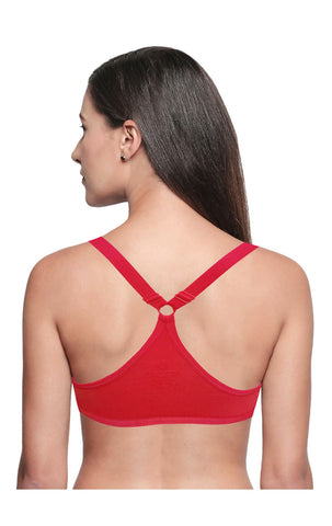 Bodycare Low Coverage, Front open, Seamless Padded Bra-6571-Red