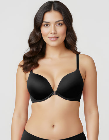 Bodycare Low Coverage, Front open, Seamless Padded Bra-6571-Black