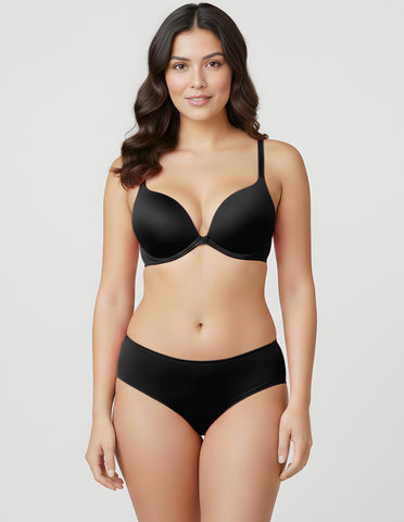 Bodycare Low Coverage, Front open, Seamless Padded Bra-6571-Black