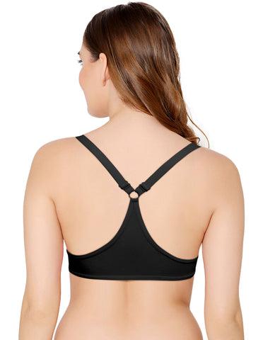 Bodycare Low Coverage, Front open, Seamless Padded Bra-6571-Black