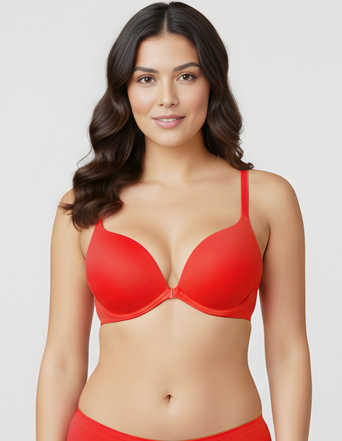 Bodycare Low Coverage, Front open, Seamless Padded Bra-6571-Red