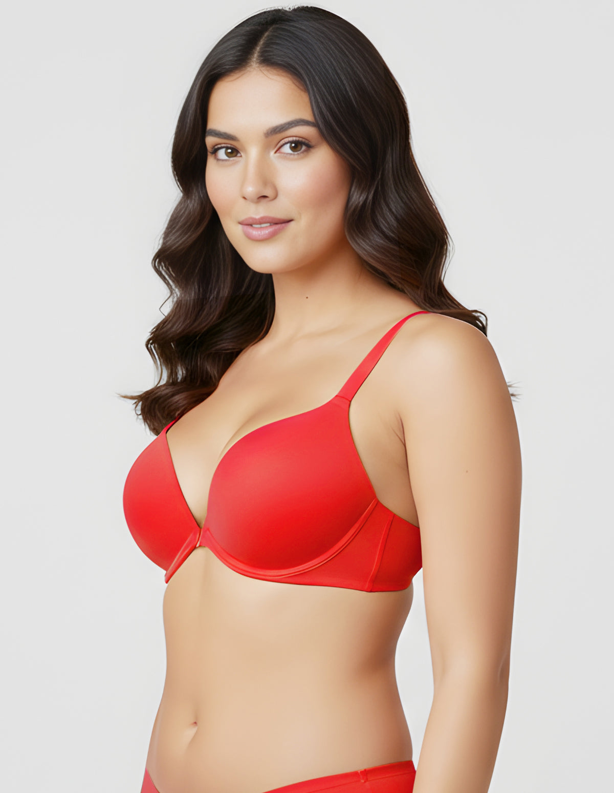 Bodycare Low Coverage, Front open, Seamless Padded Bra-6571-Red