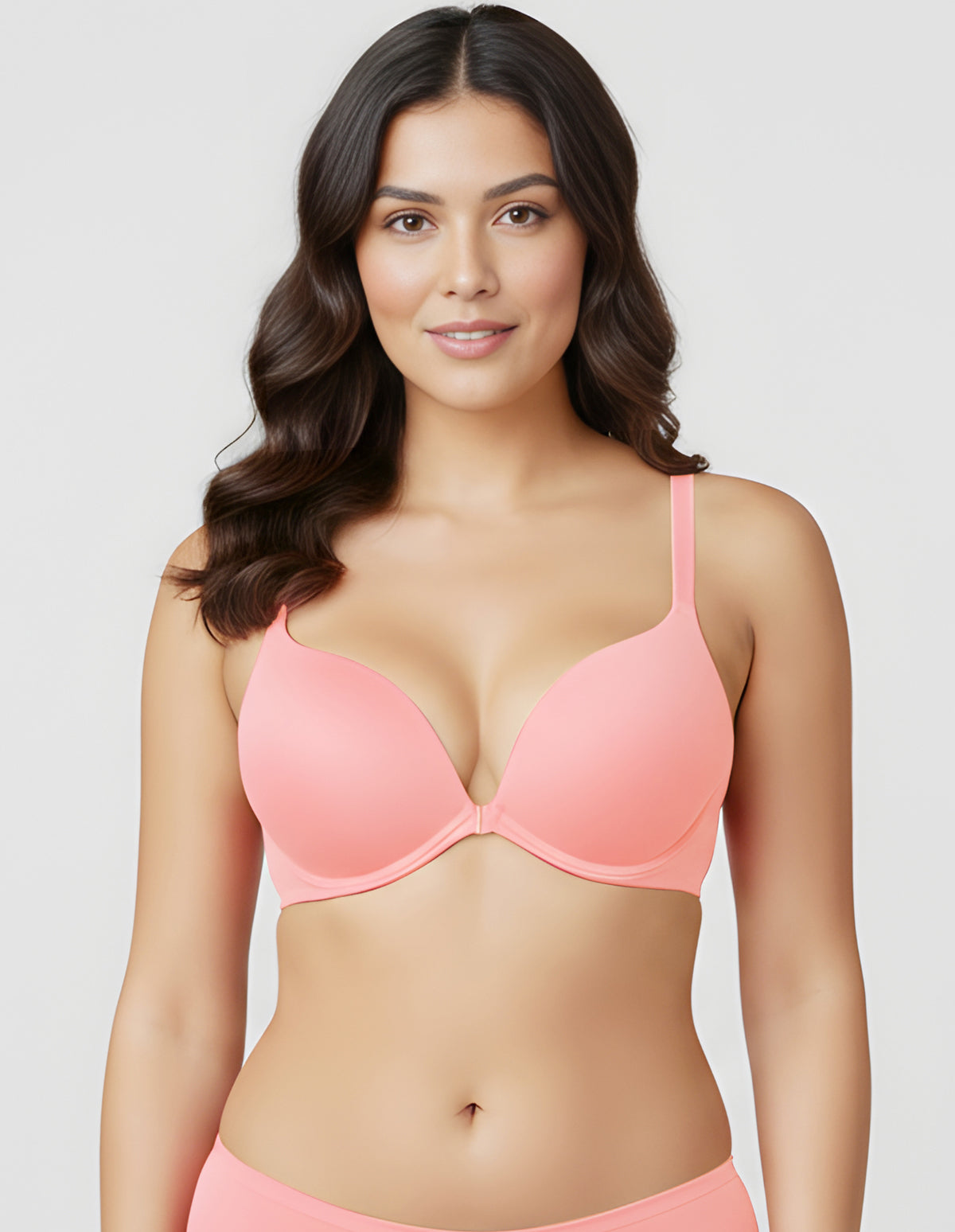 Bodycare Low Coverage, Front open, Seamless Padded Bra-6571-Pink