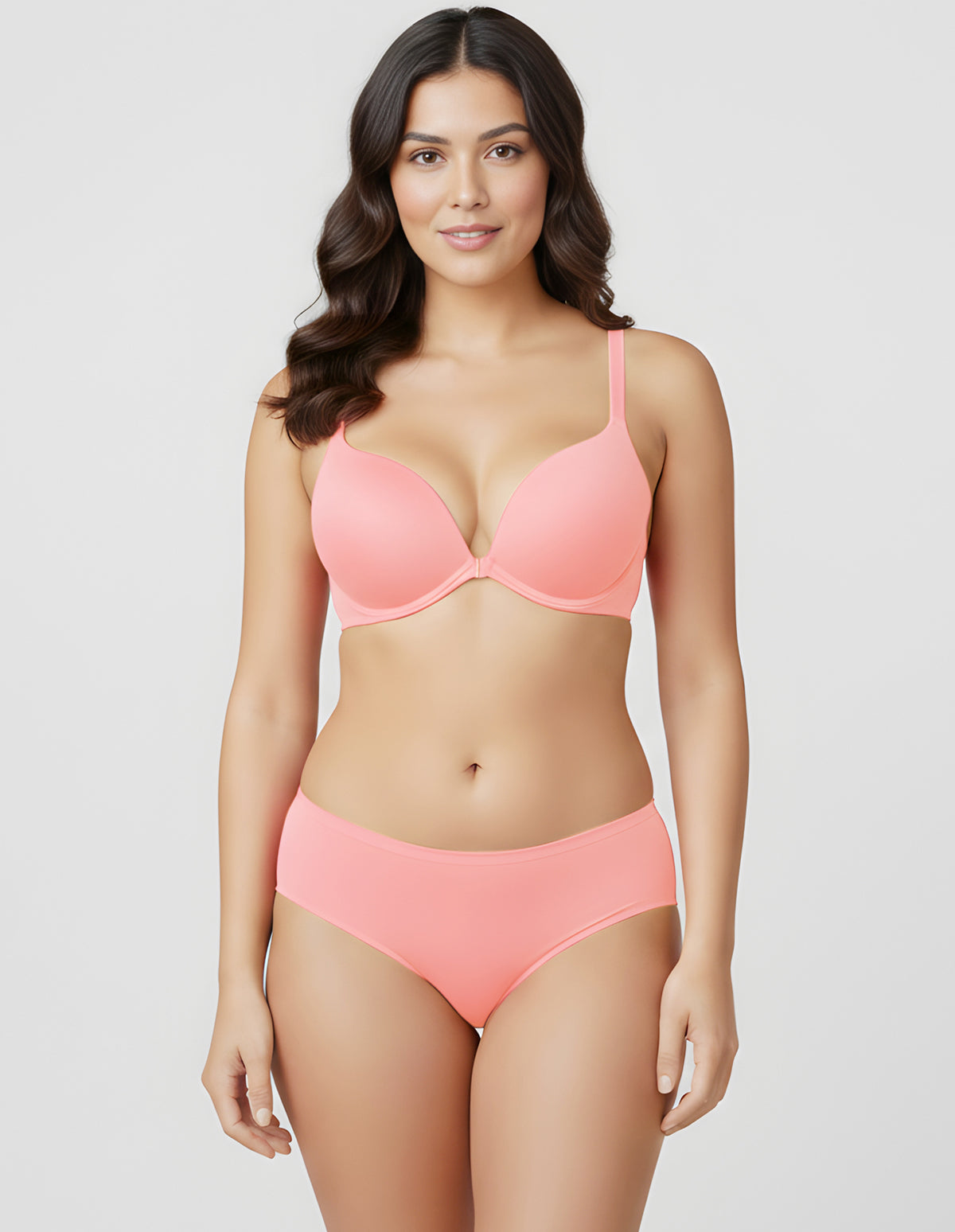 Bodycare Low Coverage, Front open, Seamless Padded Bra-6571-Pink