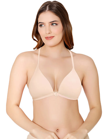 Bodycare Low Coverage, Front open, Seamless Padded Bra-6571-Skin