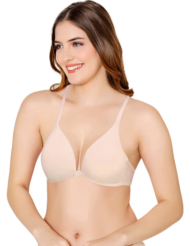 Bodycare Low Coverage, Front open, Seamless Padded Bra-6571-Skin