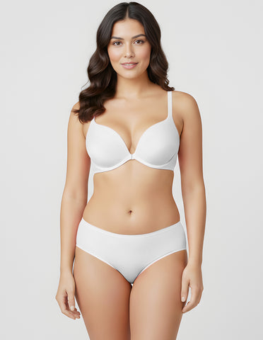 Bodycare Low Coverage, Front open, Seamless Padded Bra-6571-White