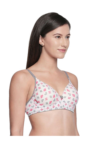 Seamless Printed Padded T-shirt Bra with Free Transparent Straps-6572-Assorted Print