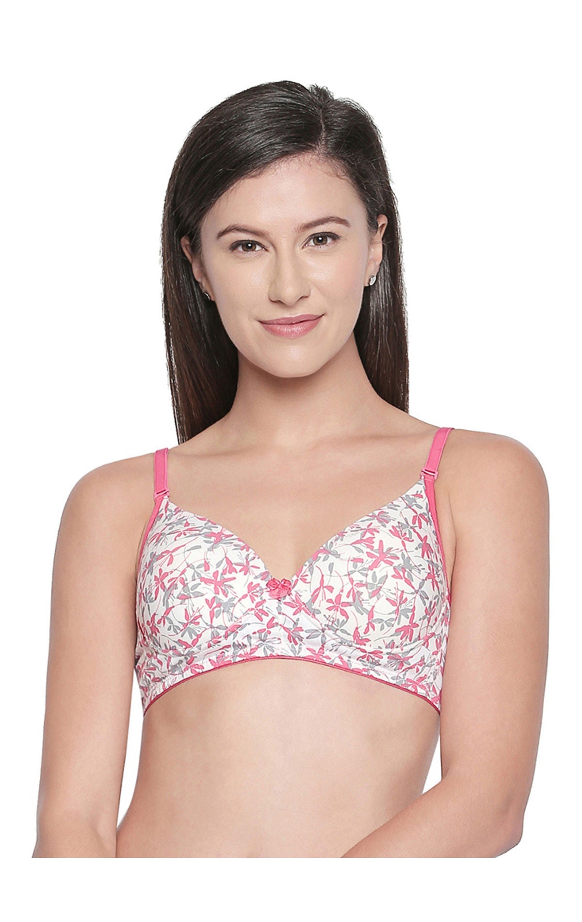 Seamless Printed Padded T-shirt Bra with Free Transparent Straps-6572-Assorted Print