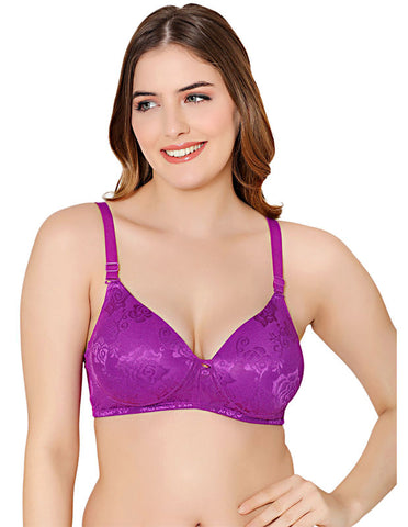 Bodycare nylon spandex wirefree adjustable straps designer net seamless padded bra-6574D.PUR