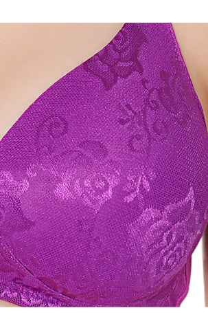 Bodycare nylon spandex wirefree adjustable straps designer net seamless padded bra-6574D.PUR