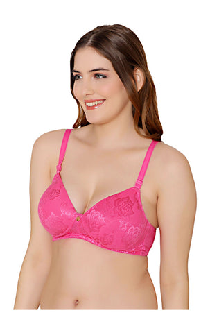 Bodycare nylon spandex wirefree adjustable straps designer net seamless padded bra-6574PI