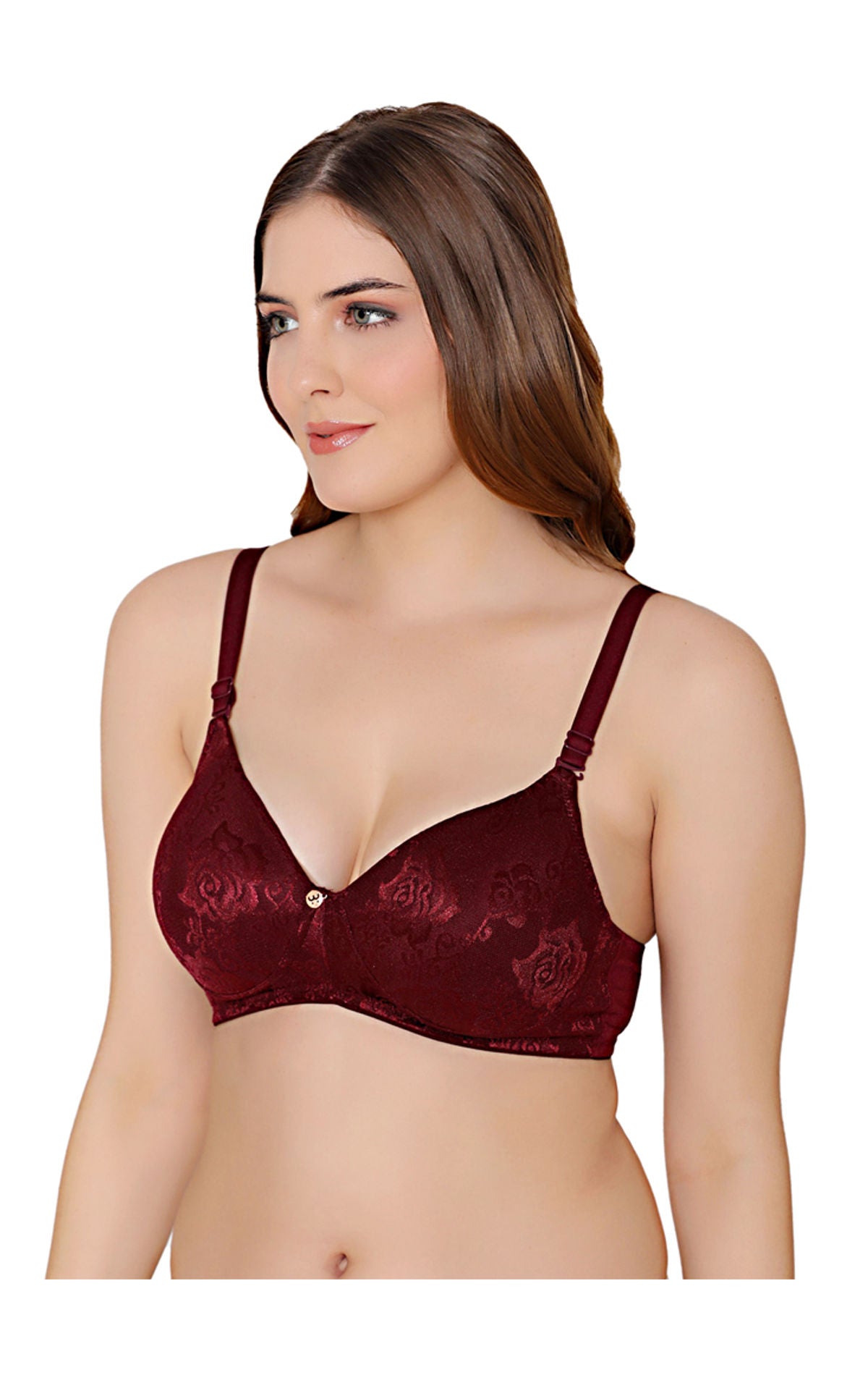 Bodycare nylon spandex wirefree adjustable straps designer net seamless padded bra-6574WI