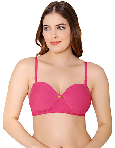 Bodycare cotton spandex wirefree convertible straps Seamless padded demi cup bra-6575FUS