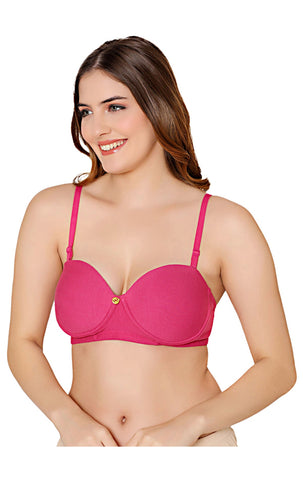 Bodycare cotton spandex wirefree convertible straps Seamless padded demi cup bra-6575FUS