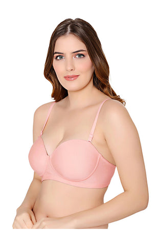 Bodycare cotton spandex wirefree convertible straps Seamless padded demi cup bra-6575PI