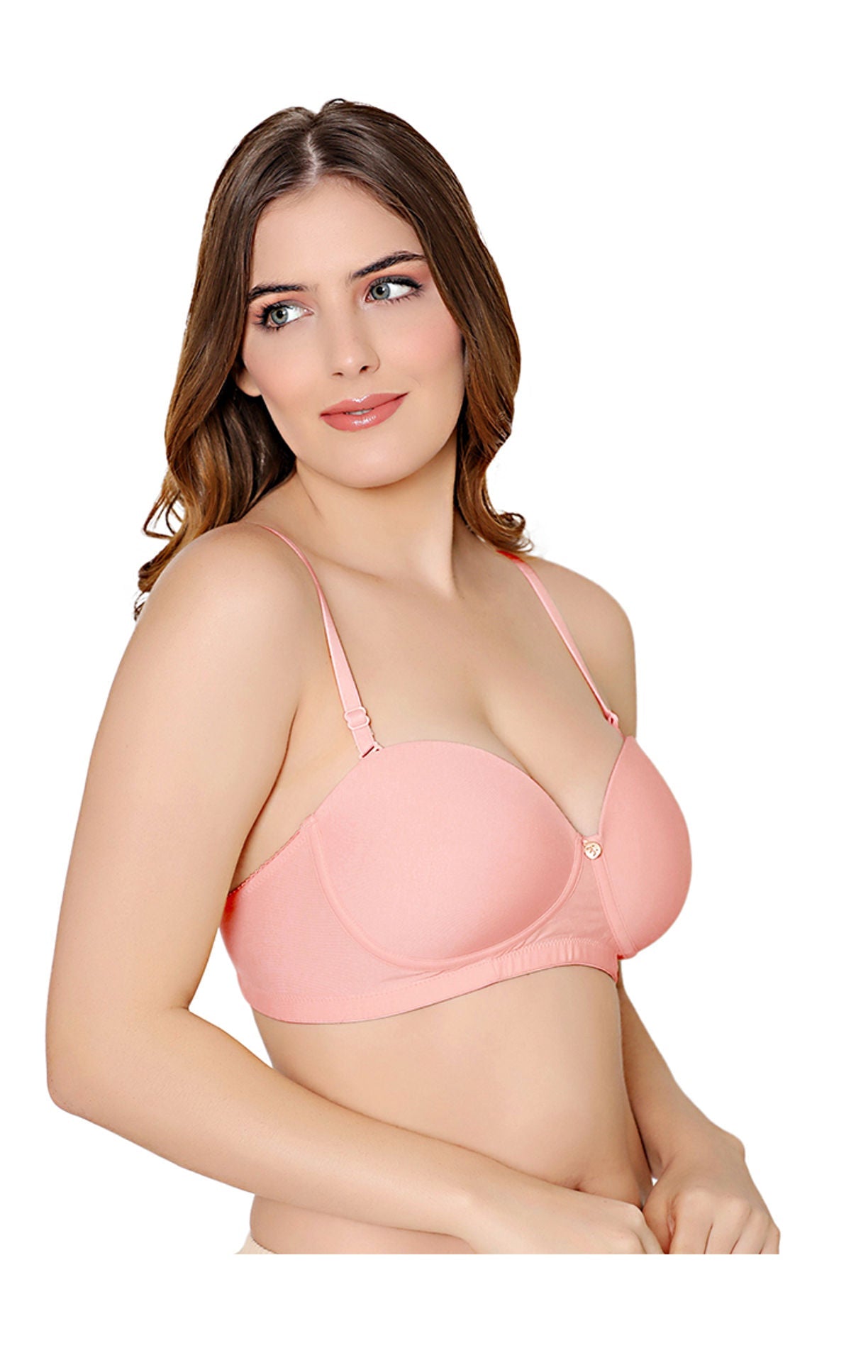 Bodycare cotton spandex wirefree convertible straps Seamless padded demi cup bra-6575PI