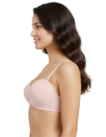 Bodycare cotton spandex wirefree convertible straps Seamless padded demi cup bra-6575PI