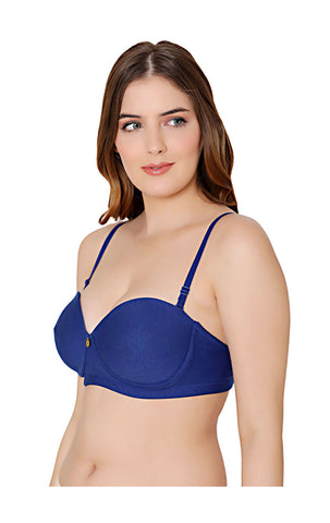 Bodycare cotton spandex wirefree convertible straps Seamless padded demi cup bra-6575R.BLU